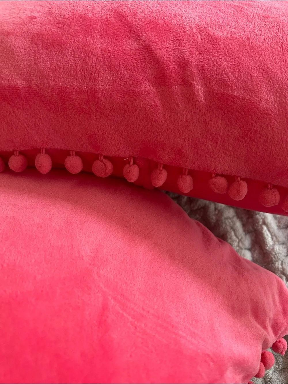 Pink Pom Pom Square Pillows Set of 2